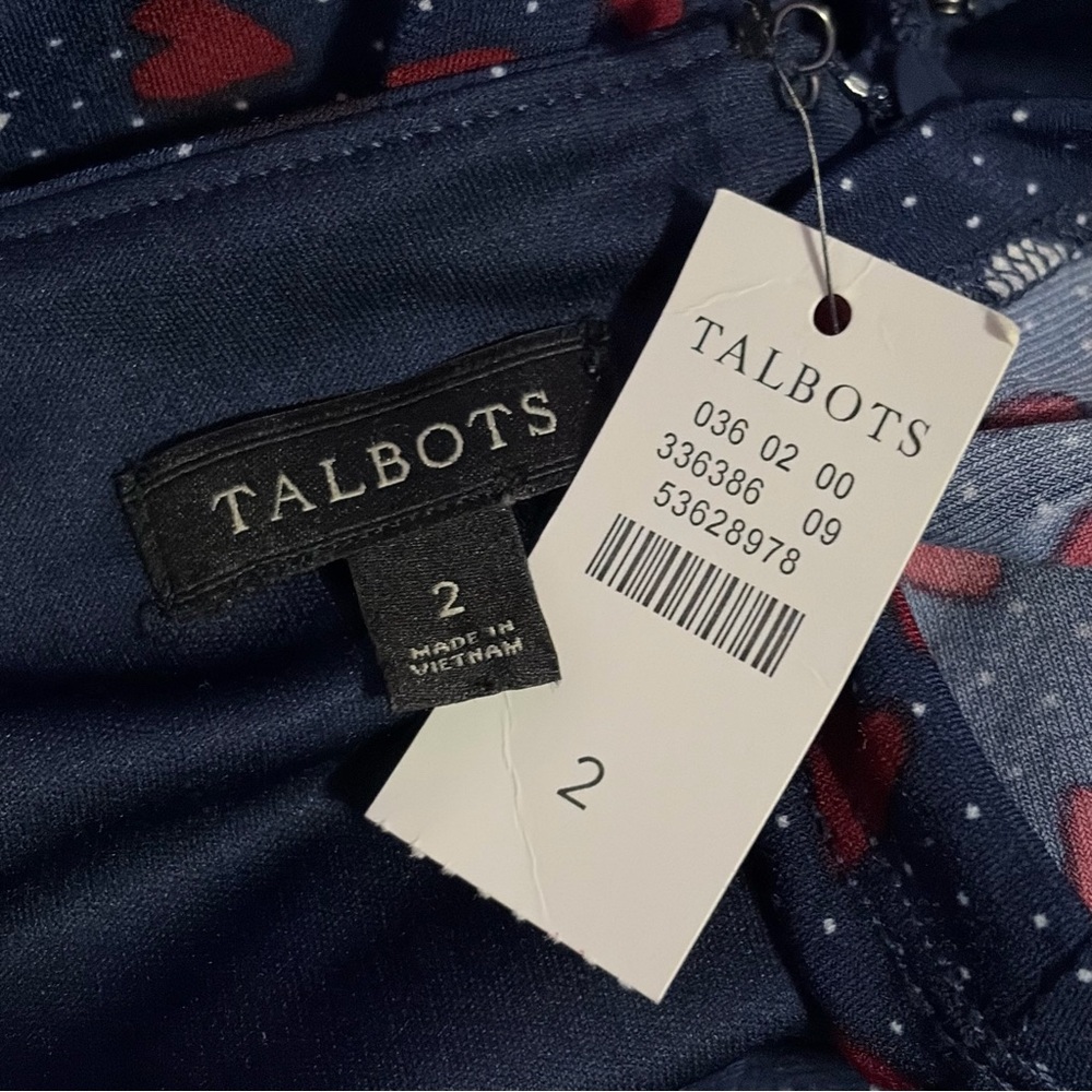 TALBOTS NWT Heart Print A-Line Jersey Sheath Dress 2 - Picture 11 of 15